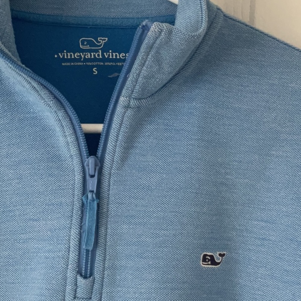 Vineyard Vines Men's Sky Blue Zip-Up Sweater - Picture 2 of 7